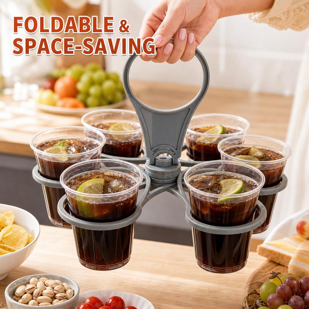 Coffee Equipment Rack - 6Slot Drink Holder Folding Beverage Tray