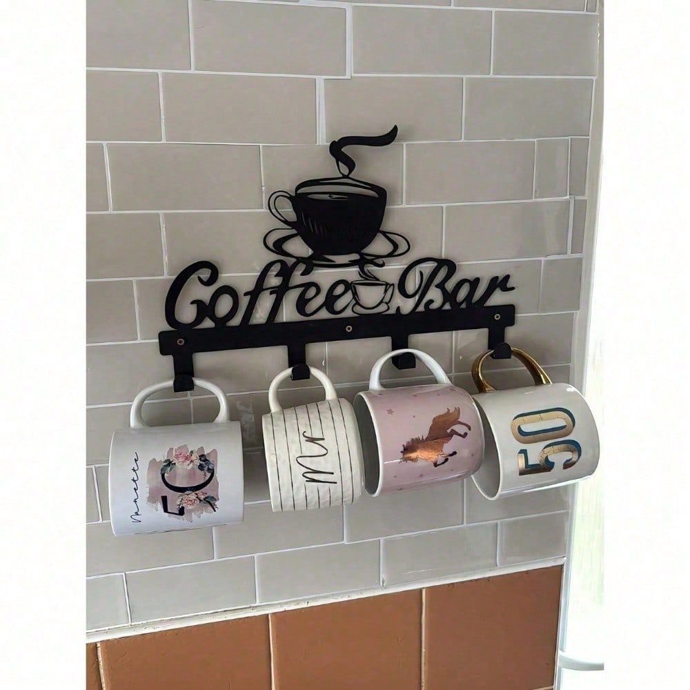 Coffee Equipment Rack - Rustic Farmhouse Metal Mug Rack Wall